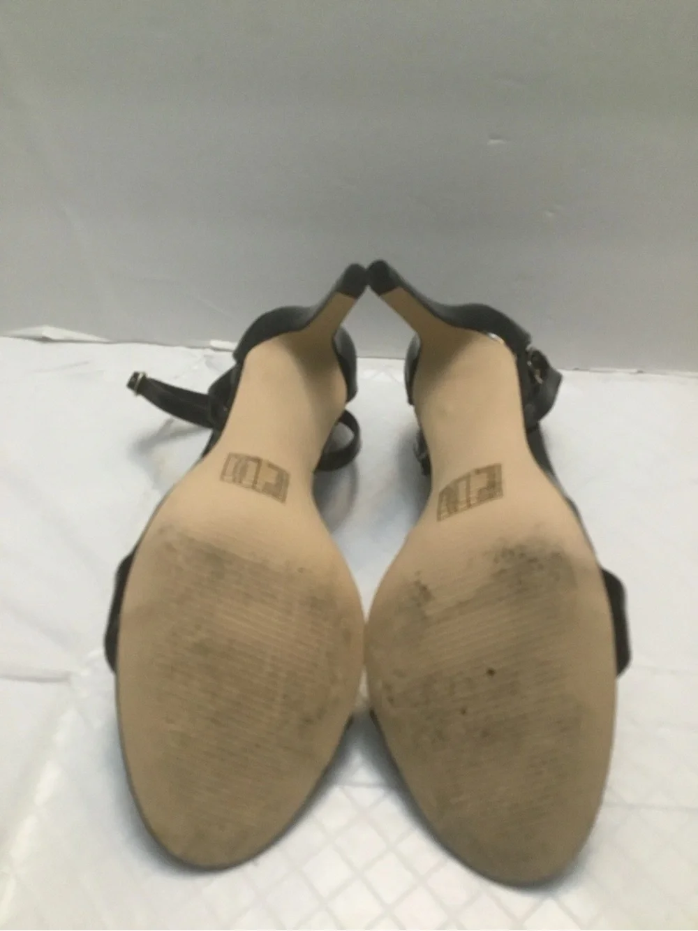 Forever 21 Black Patent Ankle Strap Heels Open Toe Glossy Size 6.5 Like New - Picture 11 of 13